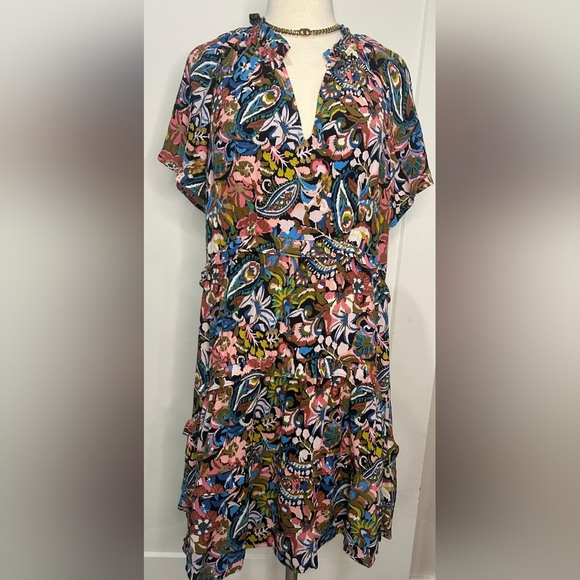 Anthropologie Multicolor Paisley Floral Mini Dress - Picture 4 of 9